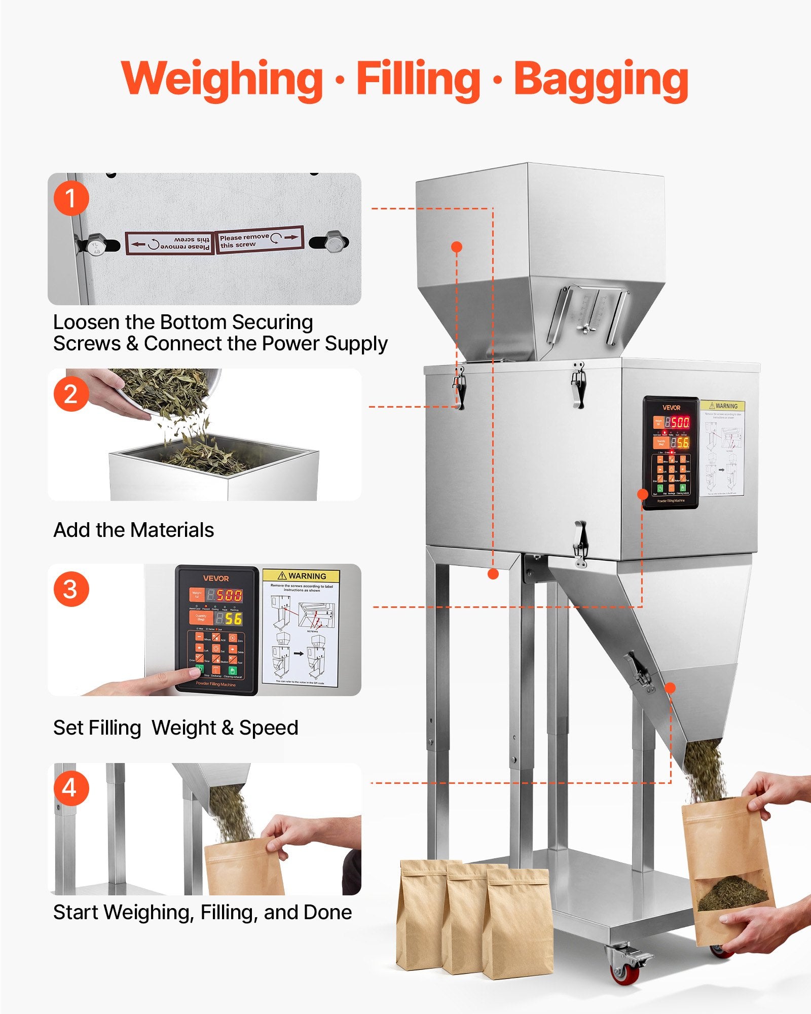 VEVOR Powder Filling Machine, Floor-Standing