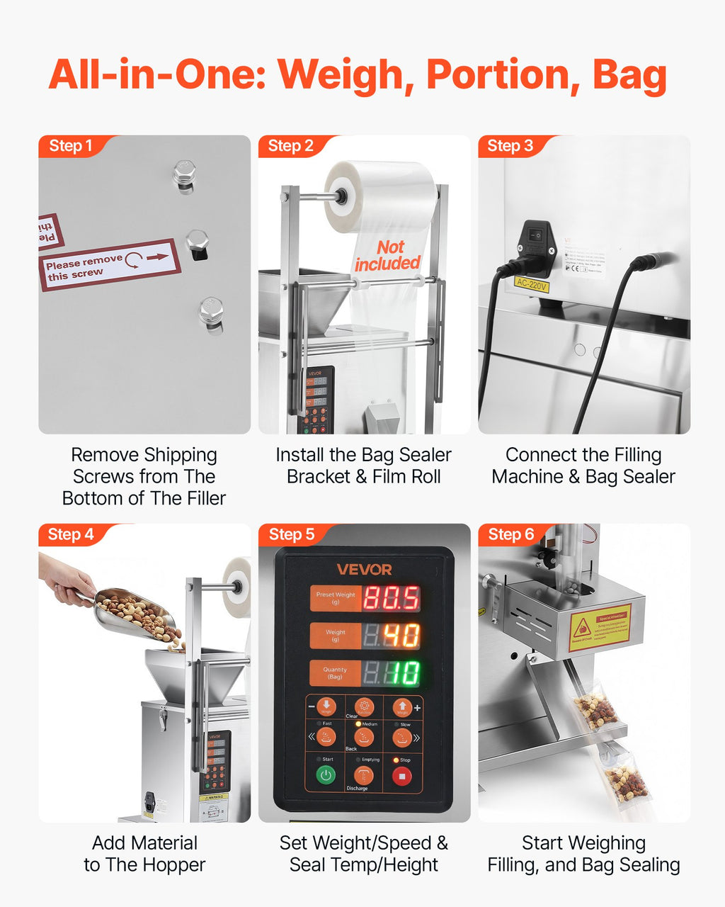 VEVOR Sachet Powder Filling and Sealing Machine