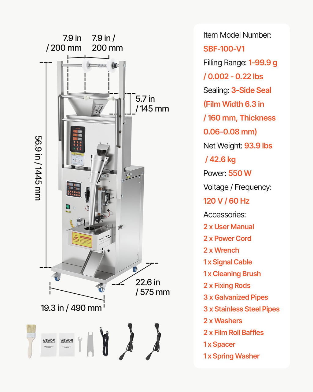 VEVOR Sachet Powder Filling and Sealing Machine