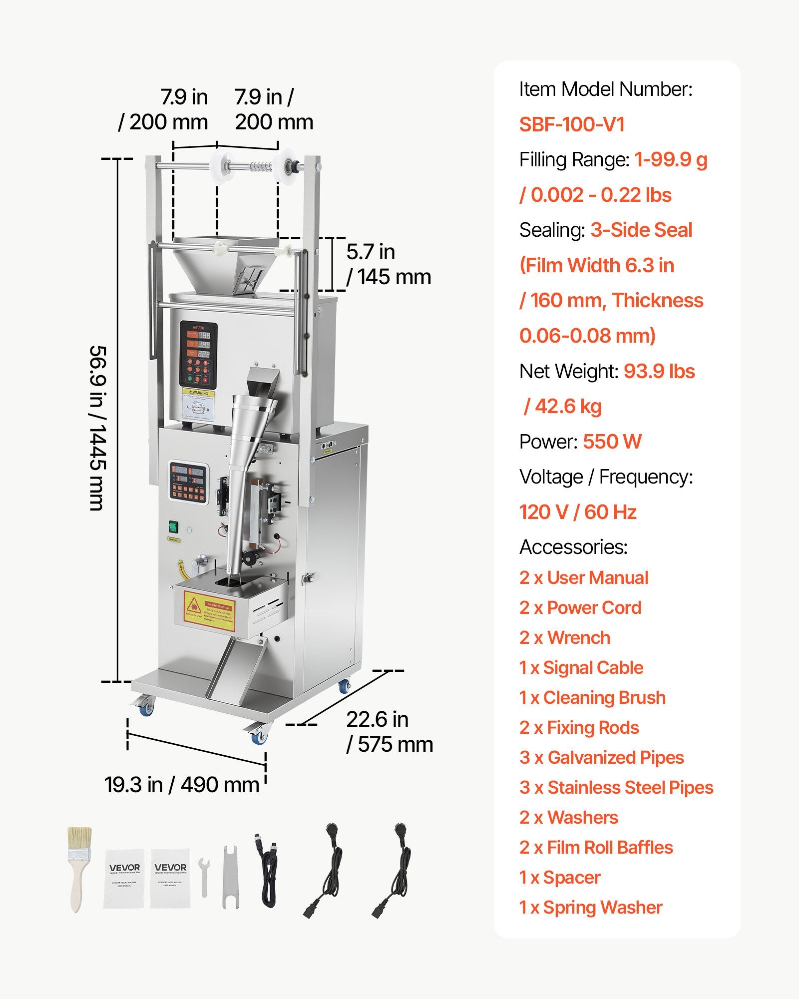 VEVOR Sachet Powder Filling and Sealing Machine