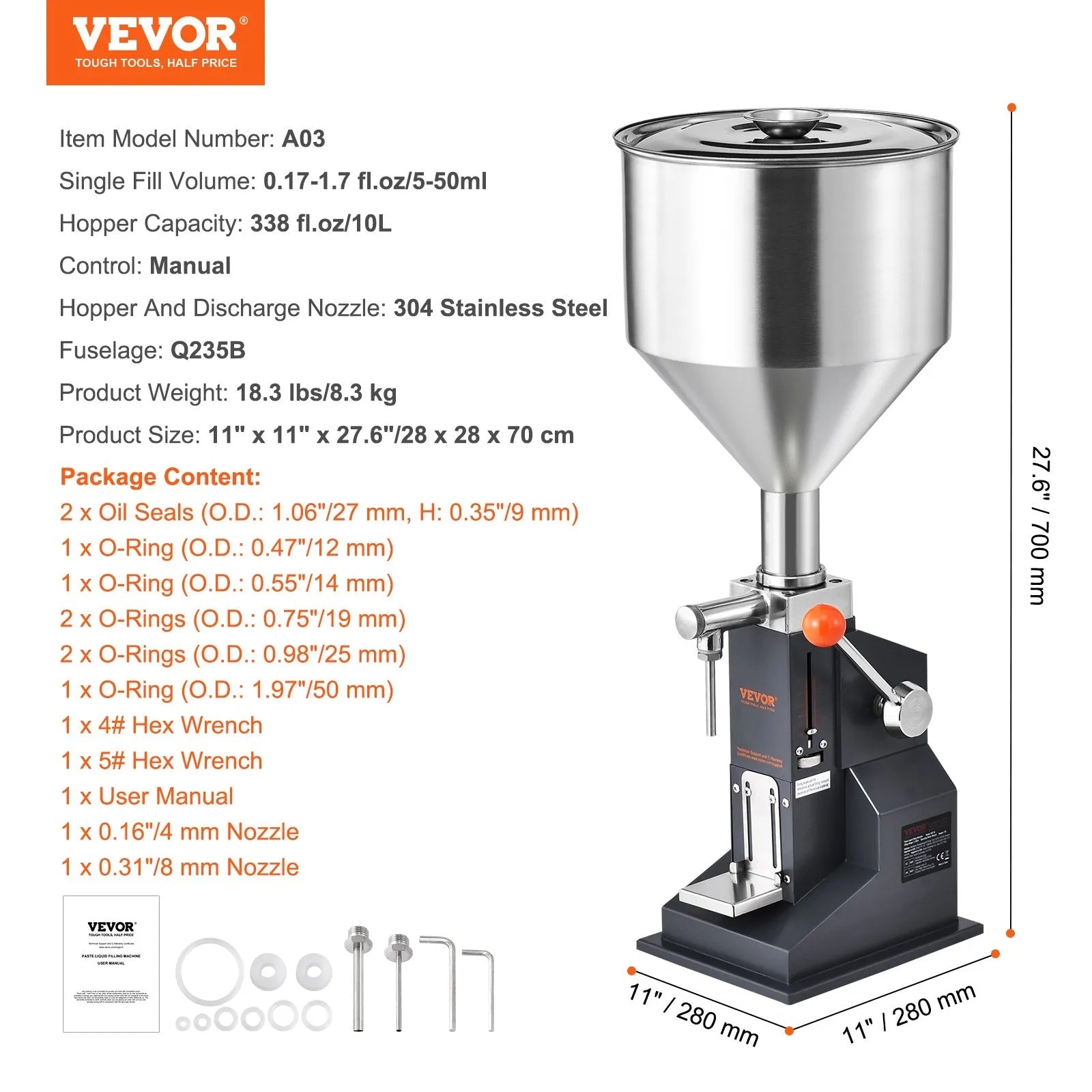 VEVOR Manual Paste Liquid Filling Machine